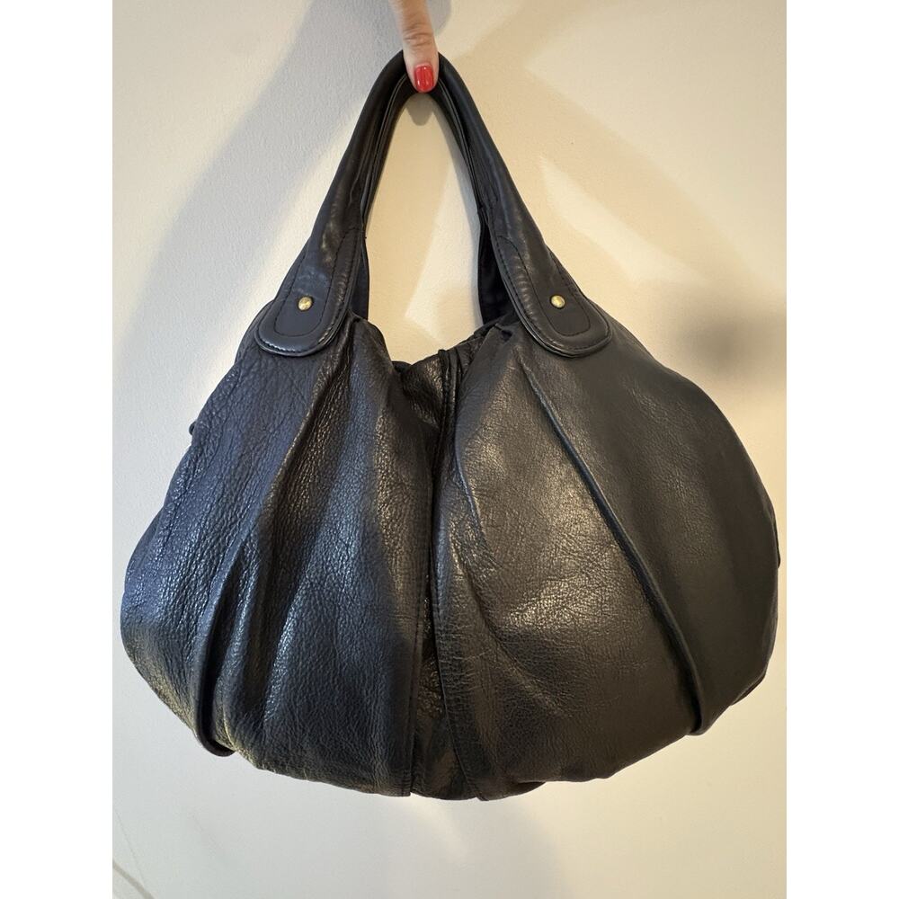 ⁠New Dark Brown Pebbled Leather Crescent Shoulder Bag Sabina⁠